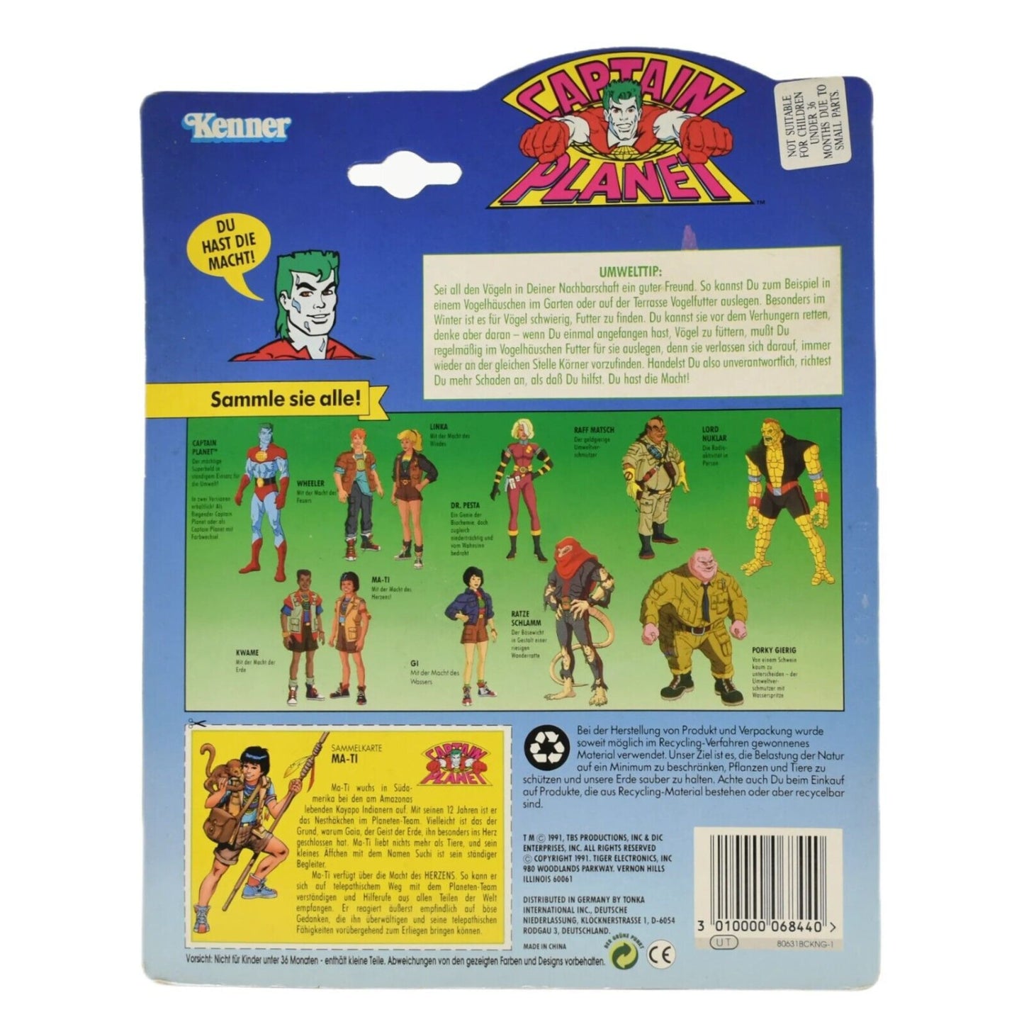 Kenner 1991 - Captain Planet - Ma-Ti Action Figure (EU Card) - Toys & Games:Action Figures & Accessories:Action Figures