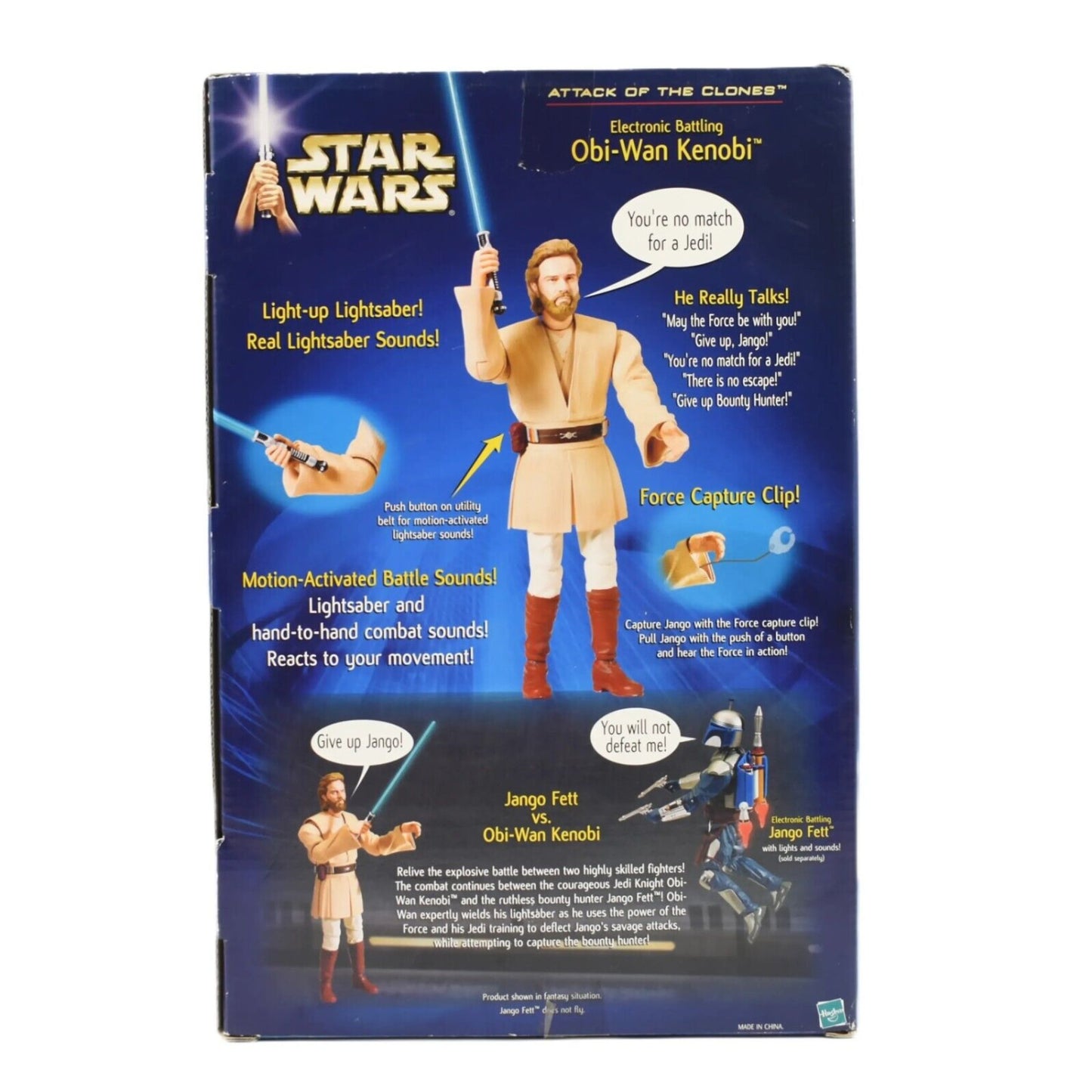 Star Wars Attack of The Clones - Electronic Battling Obi-Wan Kenobi 12’’ Figure - Toys & Games:Action Figures & Accessories:Action Figures