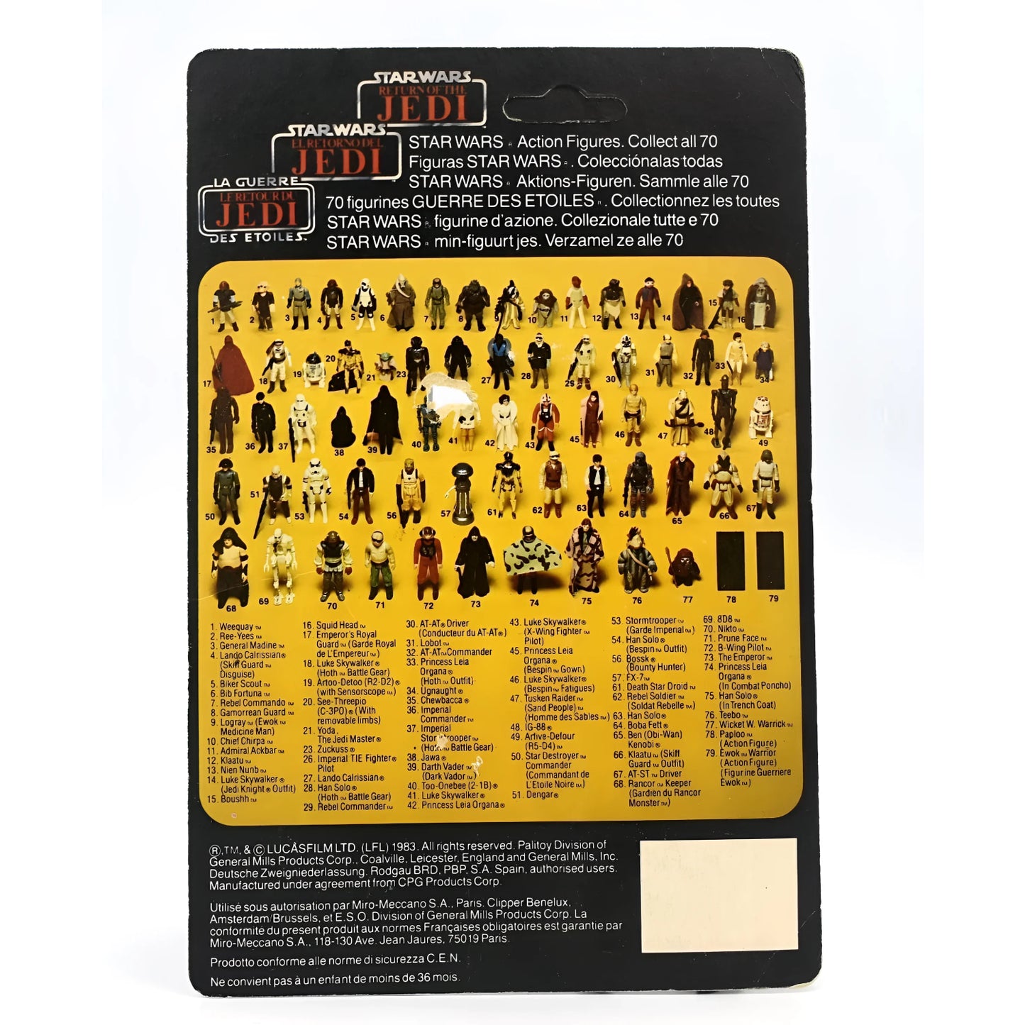 Star Wars Return Of The Jedi Tri-Logo (1983) - Barada / Weequay Action Figure - Error Miscard