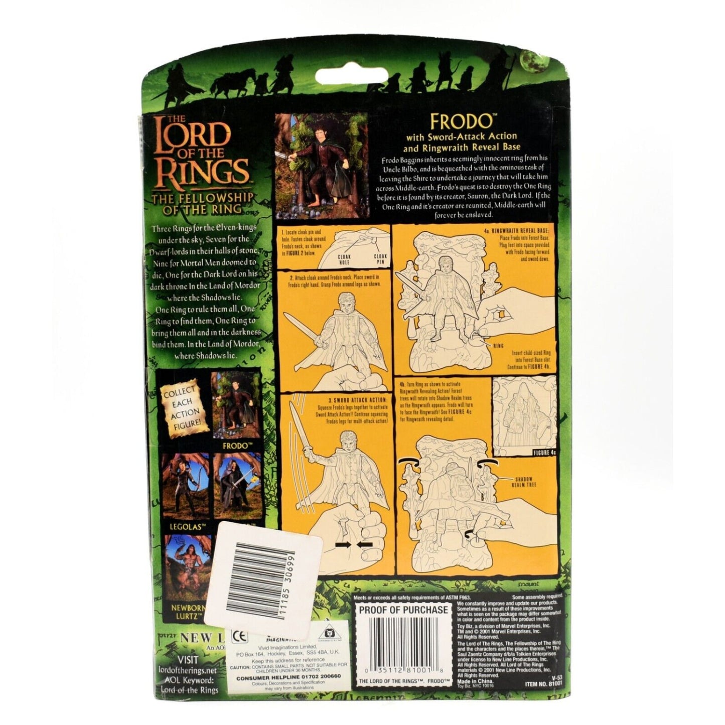 Lord of The Rings Fellowship of The Ring - Frodo Ringwraith Reveal Base Figure - Toys & Games:Action Figures & Accessories:Action Figures