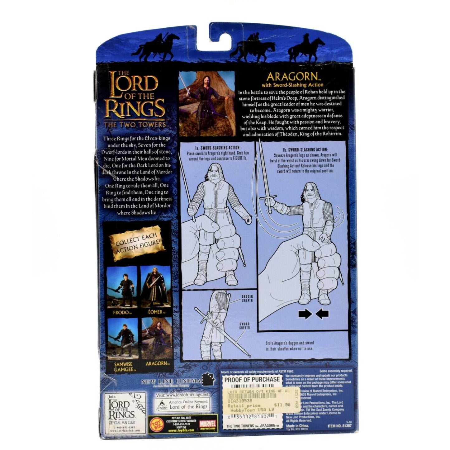 Lord of The Rings The Return of the King - Aragorn with Sword Action Figure - Toys & Games:Action Figures & Accessories:Action Figures