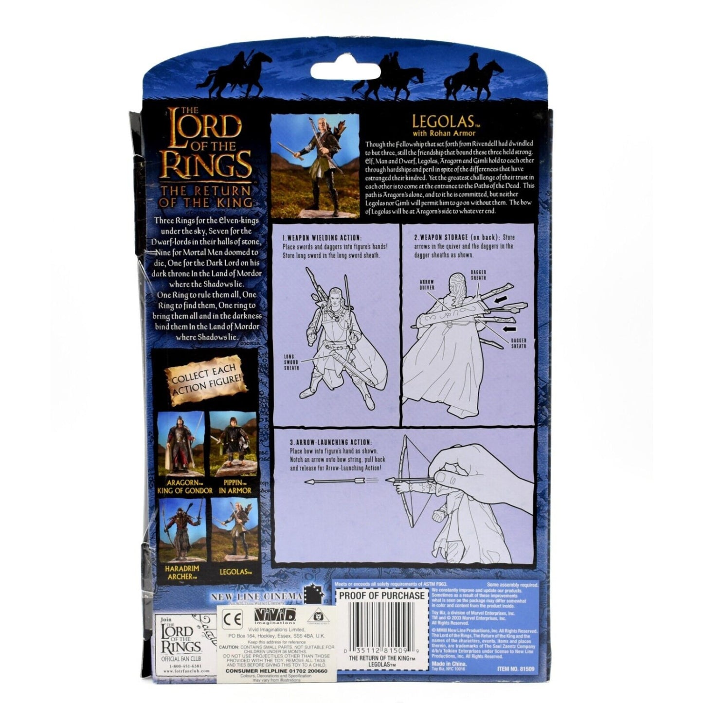 Lord of The Rings The Return of the King - Legolas in Rohan Armor Action Figure - Toys & Games:Action Figures & Accessories:Action Figures