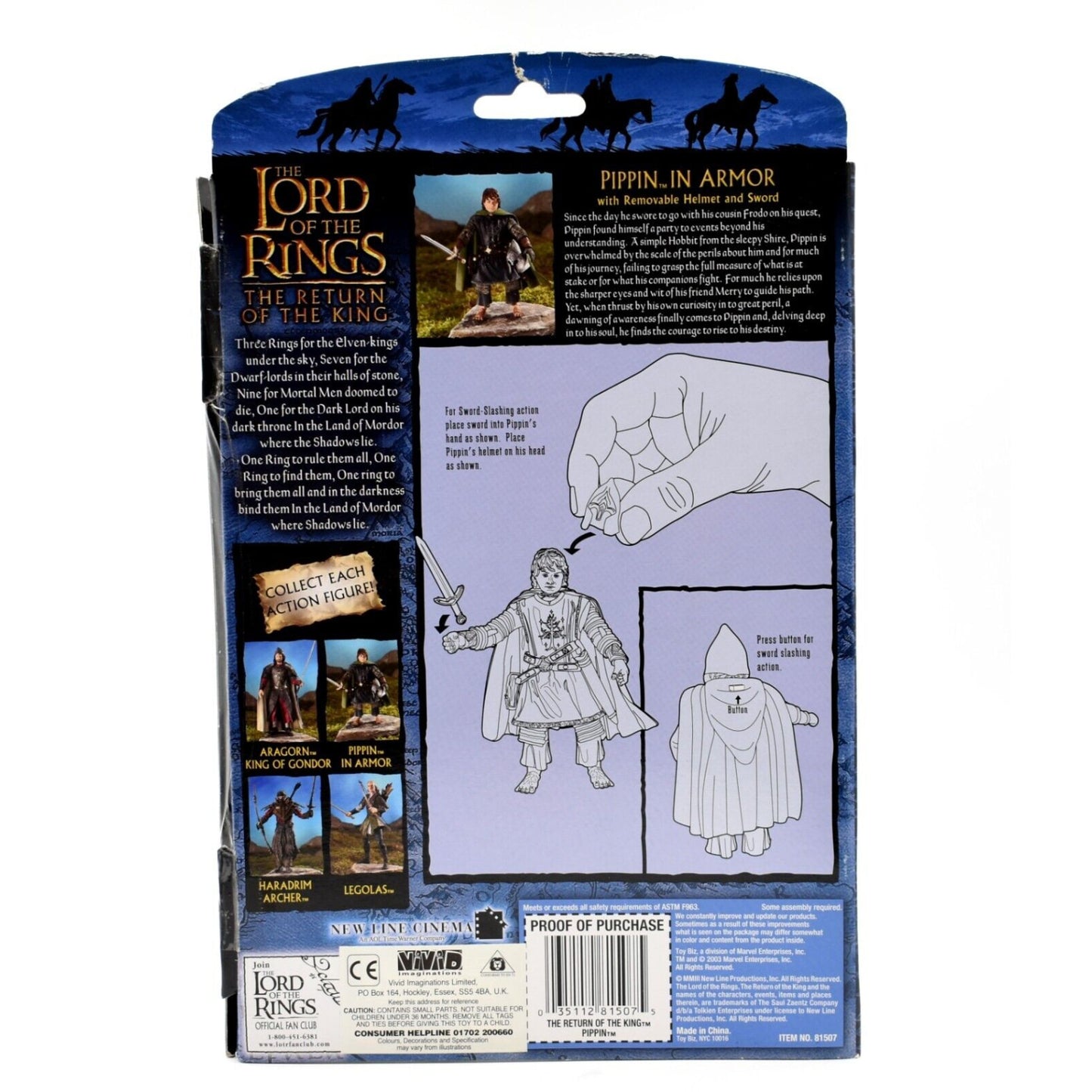 Lord of The Rings The Return of the King - Pippin in Armor Action Figure - Toys & Games:Action Figures & Accessories:Action Figures