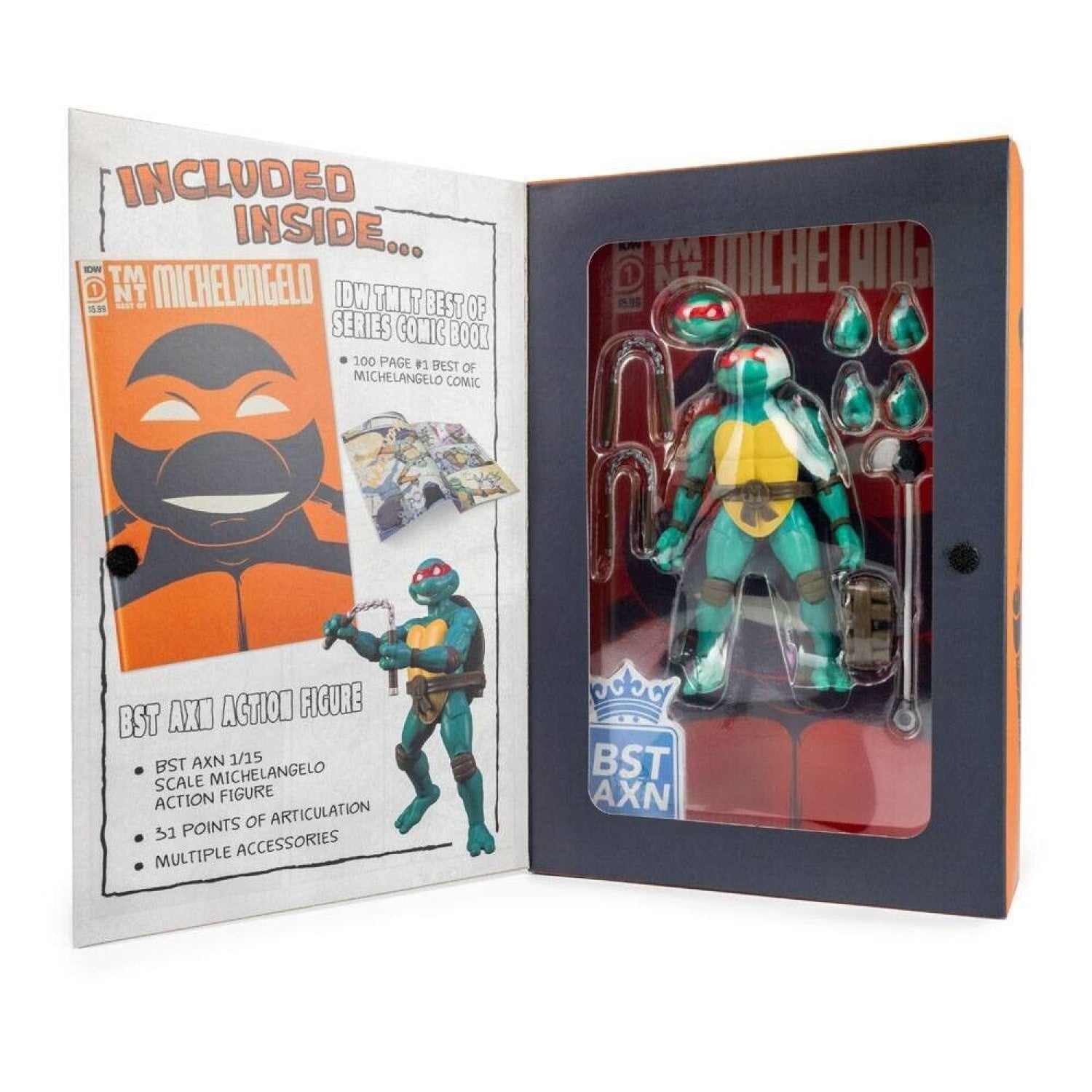 BST AXN Teenage Mutant Ninja Turtles Michelangelo Exclusive Figure & Comic Book - Toys & Games:Action Figures & Accessories:Action Figures