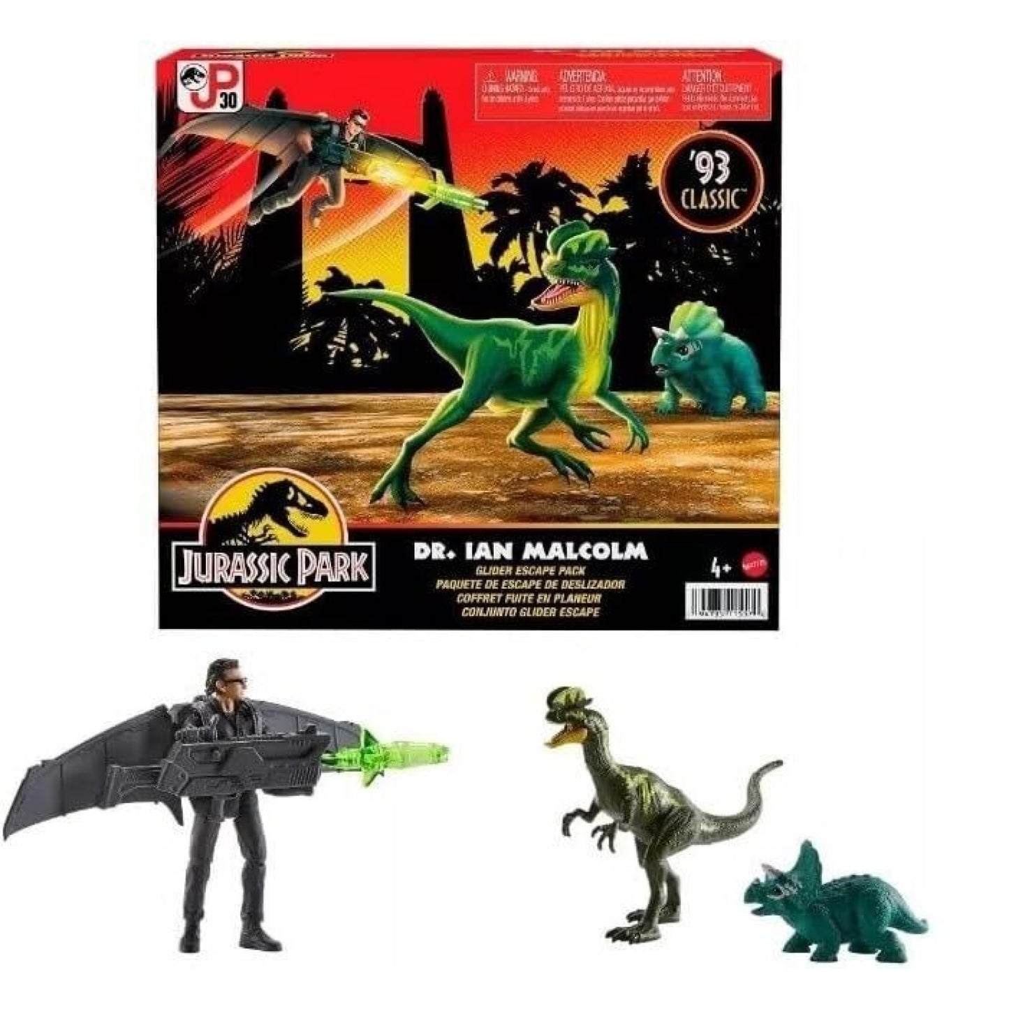 Jurassic Park ’93 Classic - Dr. Ian Malcolm w/ Glider Escape Pack Action Figure - Toys & Games:Action Figures & Accessories:Action Figures