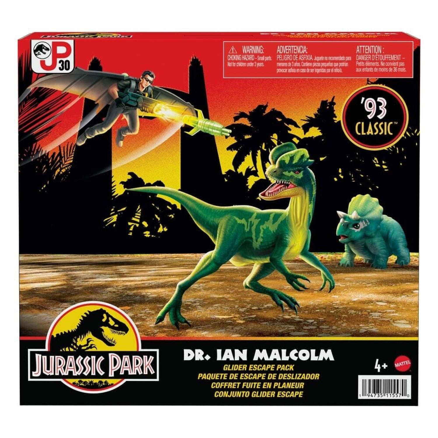 Jurassic Park ’93 Classic - Dr. Ian Malcolm w/ Glider Escape Pack Action Figure - Toys & Games:Action Figures & Accessories:Action Figures