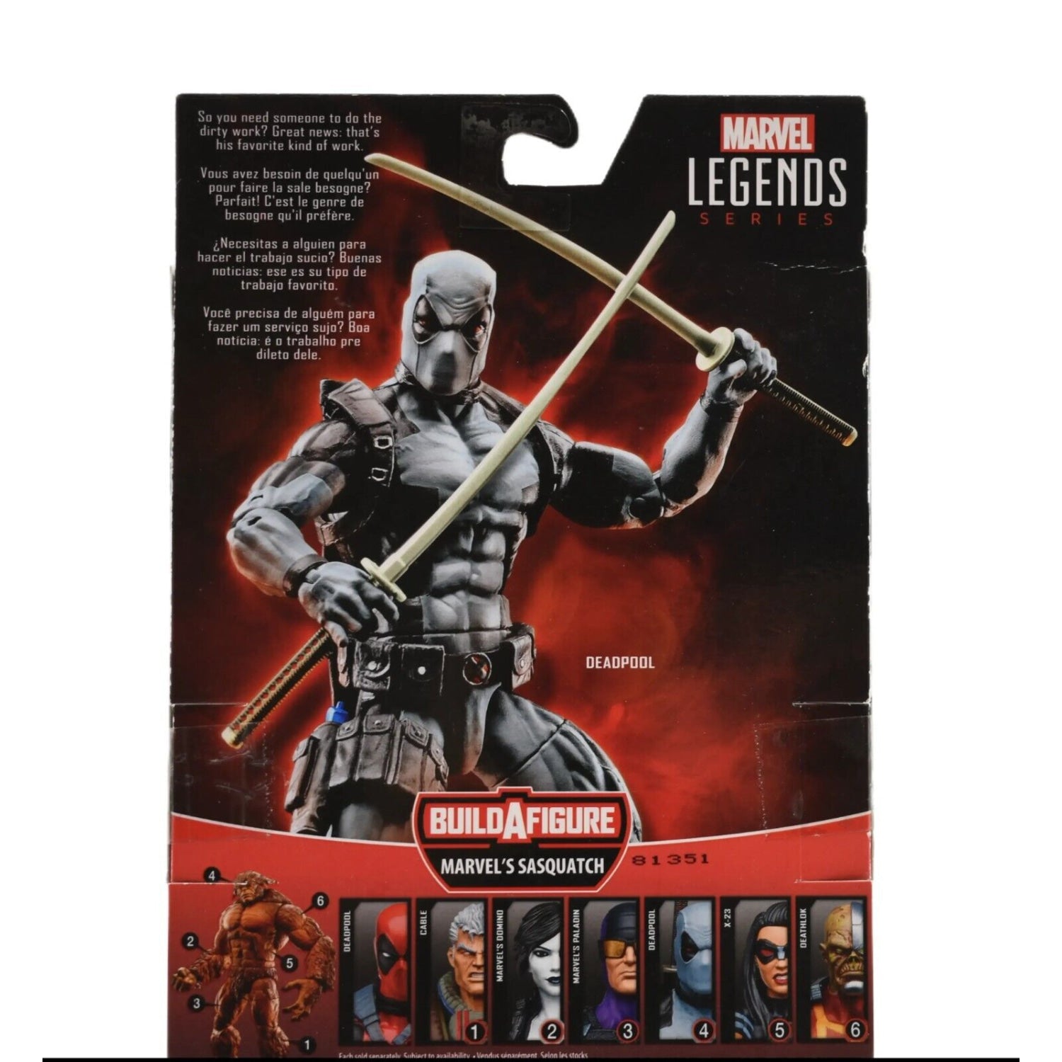 Marvel Legends Sasquatch BAF Series - X-Force Deadpool (Grey Suit) Action Figure - Toys & Games:Action Figures & Accessories:Action Figures