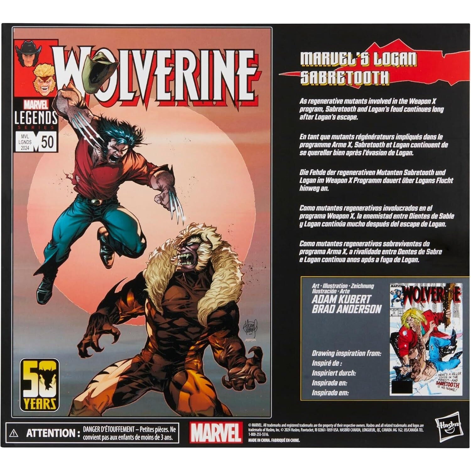 Marvel Legends Series Wolverine 50 Years - Logan vs Sabretooth Action Figure Set - Toys & Games:Action Figures & Accessories:Action Figures