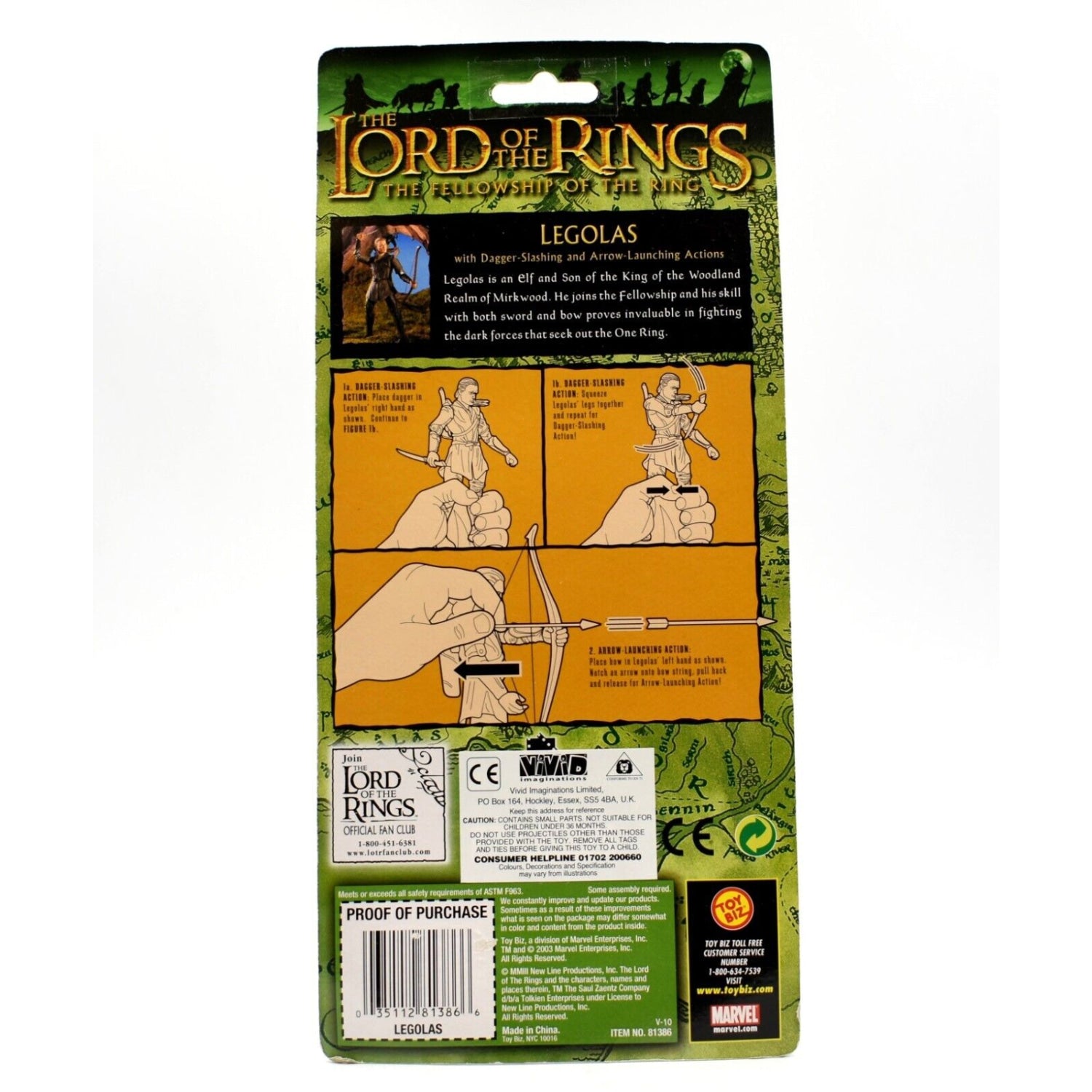 Lord of the Rings Fellowship of the Ring - Legolas with Dagger Action Figure - Toys & Games:Action Figures & Accessories:Action Figures